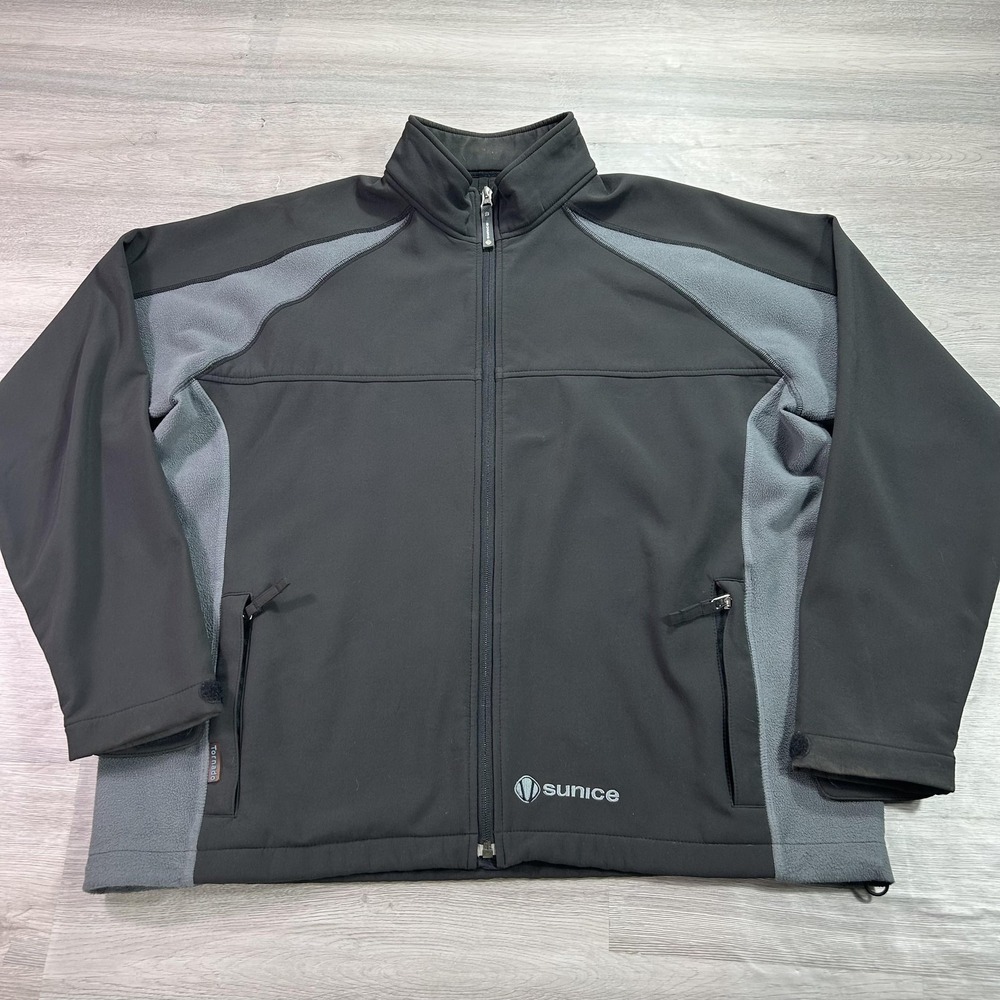 Sunice Tornado‎ Jacket Mens Medium Black Softshell Full Zip Fleece Lined Golf
